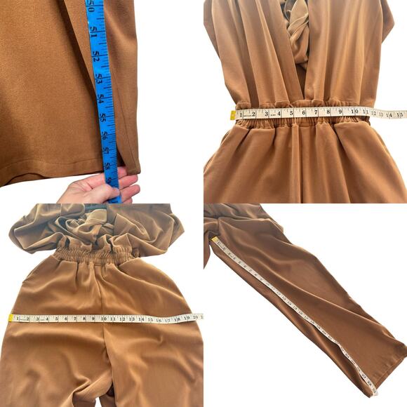 DiarraBlu Umy Jumpsuit Wrap Camel Brown Convertible Open Back XS/S Flawed - Picture 2 of 15